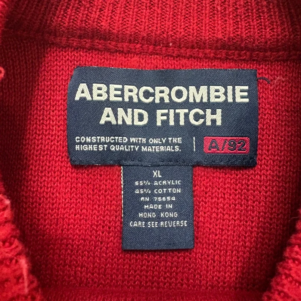 Vintage Y2K Abercrombie Sweater Mens XL Red Striped Knit Pullover Crewneck A 92